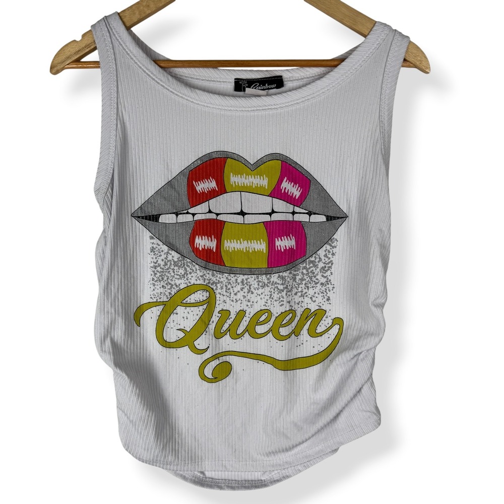 Rainbow Brand Tank Top Size XL Y2K Baddie Streetwear Graphic Lips Queen Ribbed